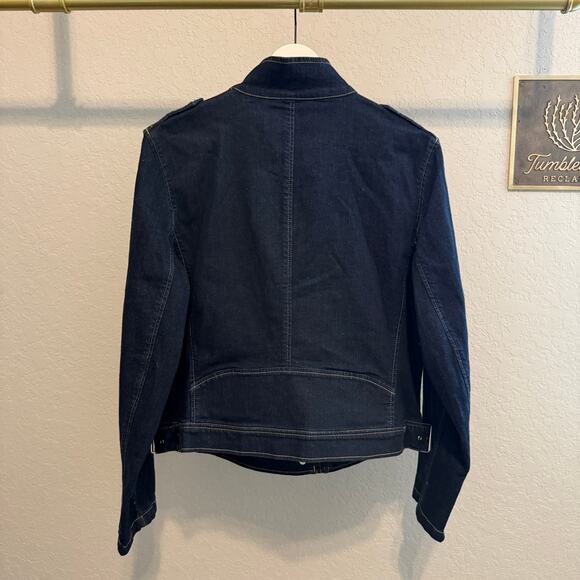 Lauren Ralph Lauren Denim Blue Jean Snap and Zip Motorcycle Jacket Size 16. NEW - Picture 8 of 10